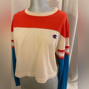Champion Colorblock SOFT 100% Cotton Tee Cropped Heritage style– Size Small